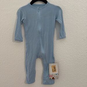 NWT- kickee pants- Light blue basic coverall-full zip- Size 3-6 monthsb